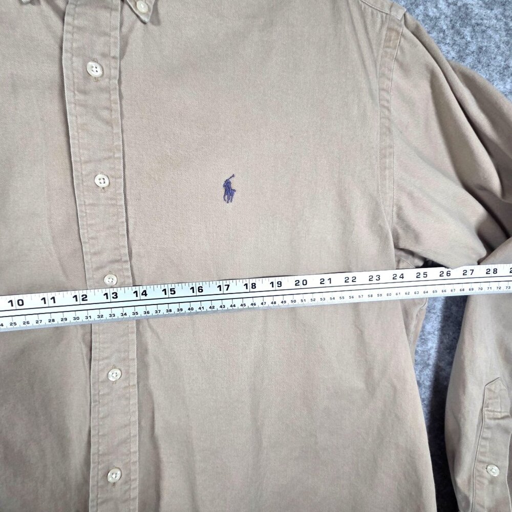 Polo Ralph Lauren Blaire Button Down Shirt Women’s XL Tan Long Sleeve Pony Logo - Picture 3 of 7